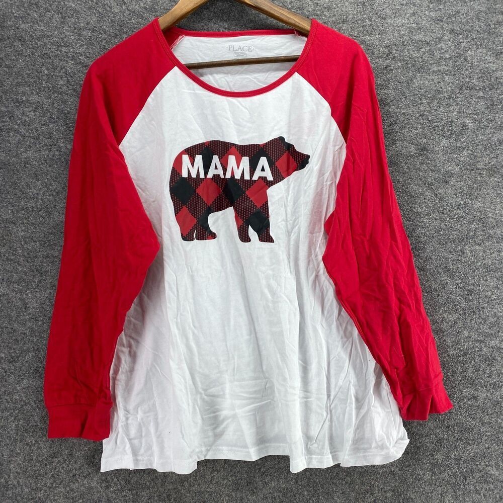 New Place T-Shirt Women 3XL White Bear Print Long Sleeve Pullover Cotton Casual